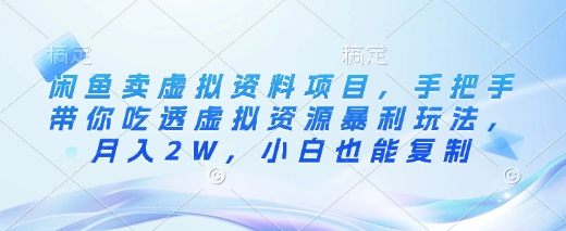 闲鱼卖虚拟资料项目，手把手带你吃透虚拟资源暴利玩法，月入2W，小白也能复制-小白项目网