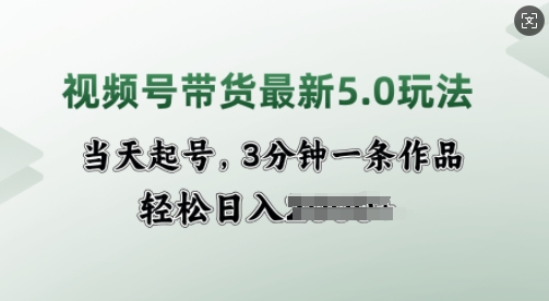 视频号带货最新5.0玩法，当天起号，3分钟一条作品，轻松日入多张-小白项目网