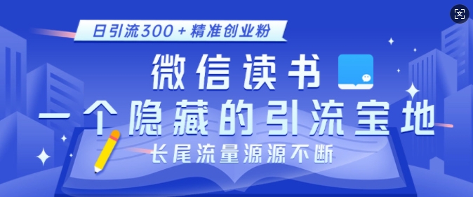 微信读书，一个隐藏的引流宝地，不为人知的小众打法，日引流300+精准创业粉，长尾流量源源不断-小白项目网