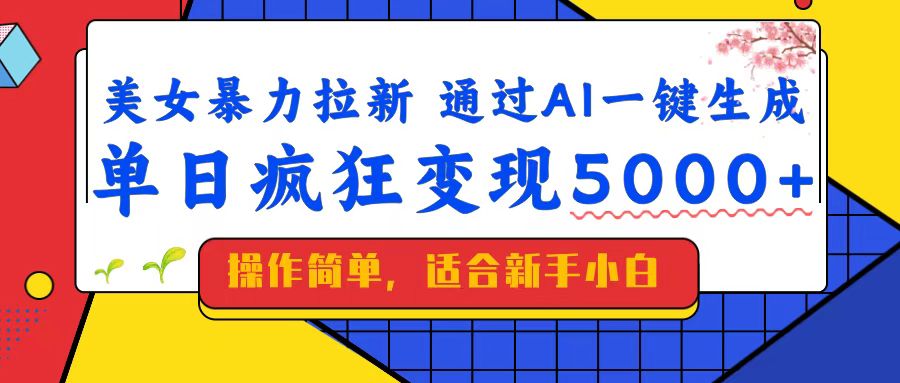 （14347期）美女暴力拉新，通过AI一键生成，单日疯狂变现5000+，纯小白一学就会！-小白项目网