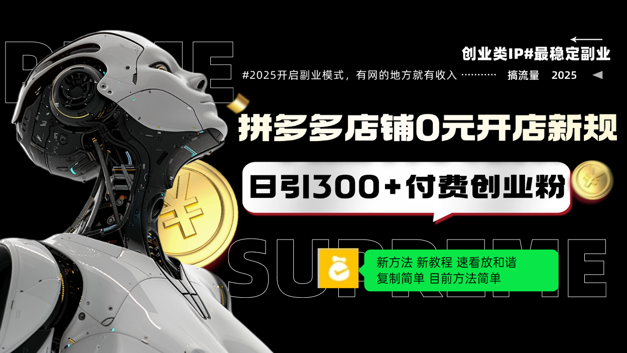 （14092期）拼多多店铺0元开店新规，日引300+付费创业粉，目前方法简单复制粘贴可矩阵-小白项目网