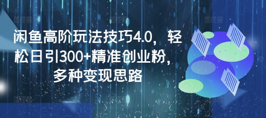 闲鱼高阶玩法技巧4.0，轻松日引300+精准创业粉，多种变现思路-小白项目网