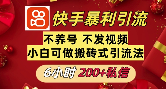 利用快手平台6小时不到200+私信，不发视频不养号-小白项目网