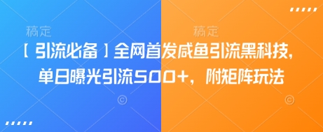 【引流必备】全网首发咸鱼引流黑科技，单日曝光引流500+，附矩阵玩法【揭秘】-小白项目网