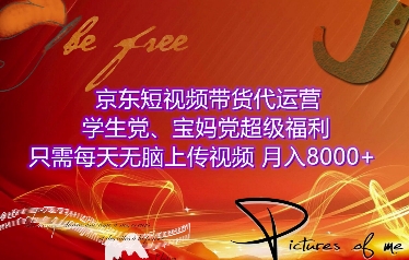 京东短视频带货代运营，学生党、宝妈党超级福利，只需每天无脑上传视频，月入8000+【仅揭秘】-小白项目网