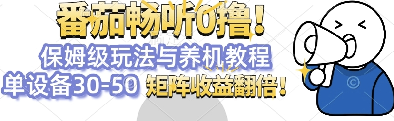 番茄畅听0撸，保姆级玩法与养机教程单设备30-50，矩阵收益翻倍-小白项目网