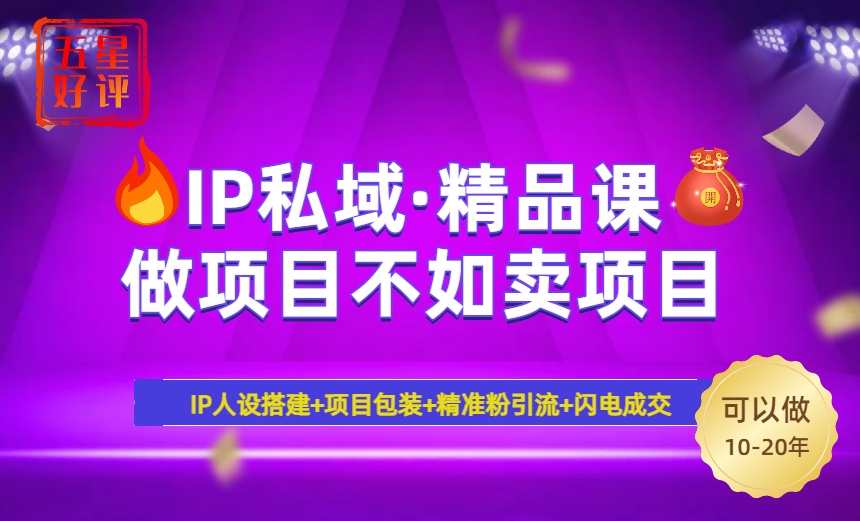 （14406期）2025年“IP私域·密训精品课”，日赚3000+小白避坑年赚百万，暴力引流…-小白项目网