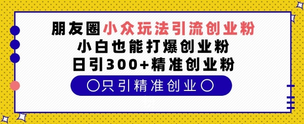 朋友圈小众玩法引流创业粉，小白也能打爆创业粉，日引300+精准创业粉【揭秘】-小白项目网