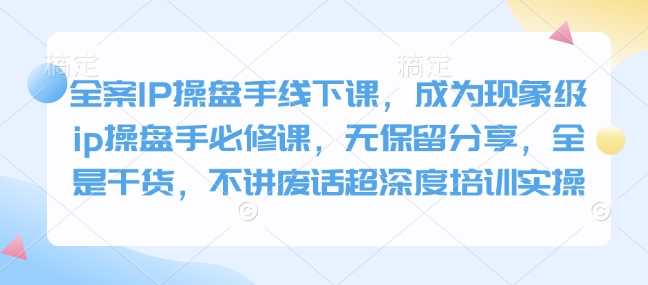 全案IP操盘手线下课，成为现象级ip操盘手必修课，无保留分享，全是干货，不讲废话超深度培训实操-小白项目网