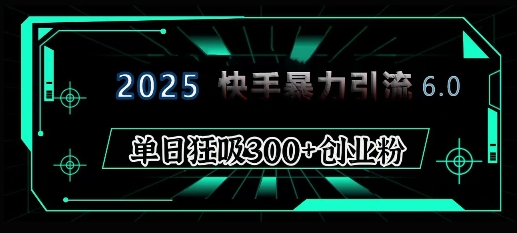 2025年快手6.0保姆级教程震撼来袭，单日狂吸300+精准创业粉-小白项目网