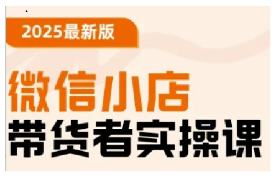 2025最新版微信小店带货者实操课，基础操作到高级运营技巧，快速上手-小白项目网