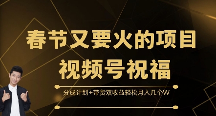 春节又要火的项目视频号祝福，分成计划+带货双收益，轻松月入几个W【揭秘】-小白项目网