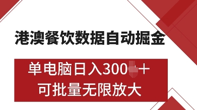 港澳餐饮数据全自动掘金，单电脑日入多张, 可矩阵批量无限操作【揭秘】-小白项目网