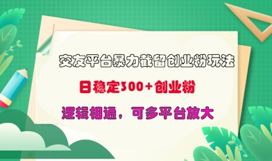 交友平台暴力截流创业粉玩法，日稳定300+精准创业粉，逻辑相通，可多平台放大-小白项目网