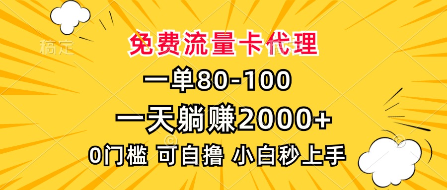 （13551期）一单80，免费流量卡代理，一天躺赚2000+，0门槛，小白也能轻松上手-小白项目网