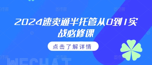 2024速卖通半托管从0到1实战必修课，掌握通投广告打法、熟悉速卖通半托管的政策细节-小白项目网