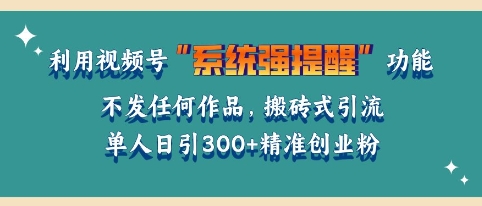 利用微信视频号系统提醒功能，引流精准创业粉，无需发布任何作品，单人单日引流300+创业粉-小白项目网