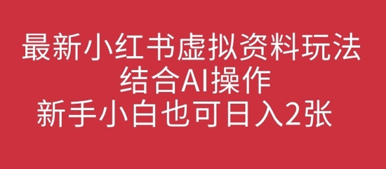 最新小红书虚拟资料玩法结合AI操作，新手小白也可日入2张-小白项目网