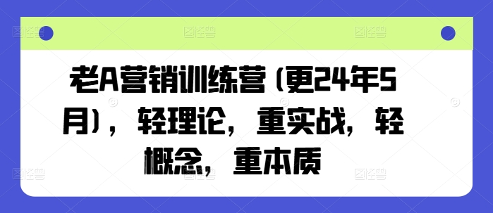 老A营销训练营(更24年11月)，轻理论，重实战，轻概念，重本质-小白项目网